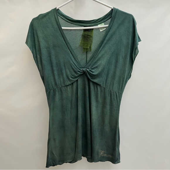 Parasuco Vintage Shirt - Silk Blend Y2K Layered Sheer Short Sleeve Blouse Large - Picture 1 of 6